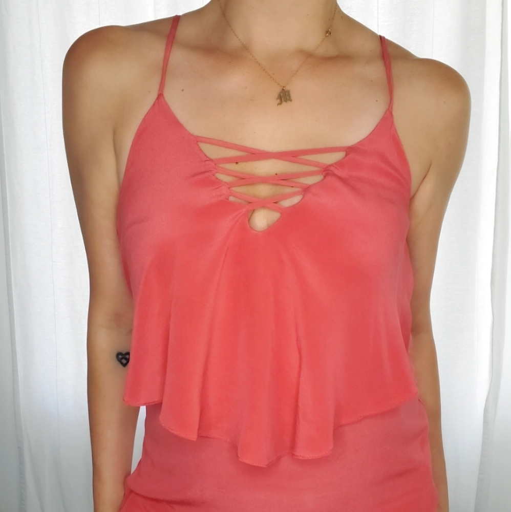 BAILEY 44 PINK SLEEVELESS SILK TOP  Size Small